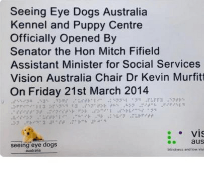 Guide Dogs Victoria - Braille Tactile Signs (Aust) - Your Braille Sign Specialists - Industry Leaders