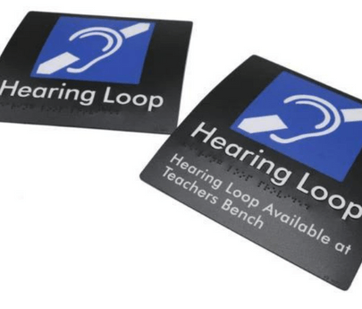 Hearing Loop Signs with additional flat text message - Braille Tactile Signs (Aust) - Your Braille Sign Specialists - Industry Leaders
