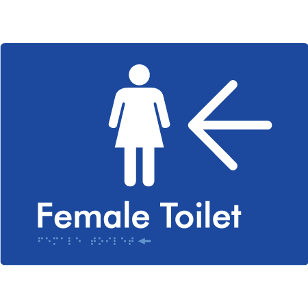 Female Toilet w/ Large Arrow - Braille Tactile Signs Aust.