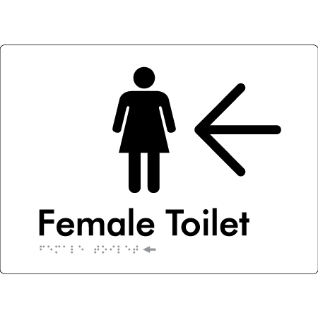 Female Toilet w/ Large Arrow - Braille Tactile Signs Aust.