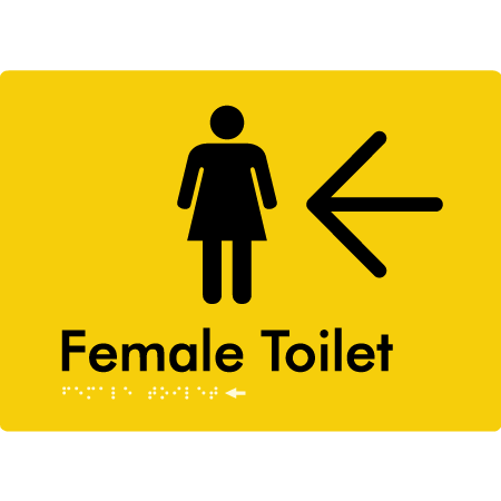 Female Toilet w/ Large Arrow - Braille Tactile Signs Aust.