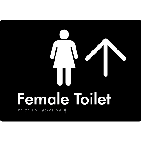 Female Toilet w/ Large Arrow - Braille Tactile Signs Aust.