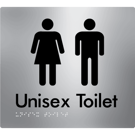 Braille Sign Unisex Toilet - Braille Tactile Signs (Aust) - BTS03-aliS - Fully Custom Signs - Fast Shipping - High Quality - Australian Made &amp; Owned