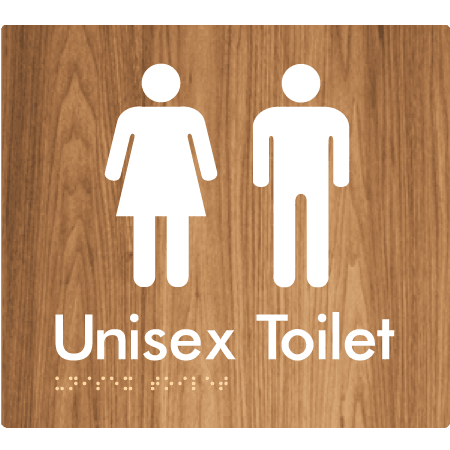 Braille Sign Unisex Toilet - Braille Tactile Signs (Aust) - BTS03-wdg - Fully Custom Signs - Fast Shipping - High Quality - Australian Made &amp; Owned