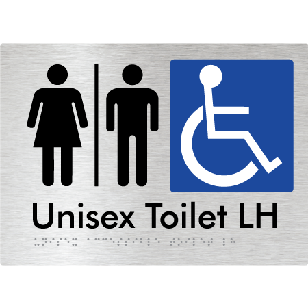 Unisex Accessible Toilet LH w/ Air Lock - Braille Tactile Signs Aust.