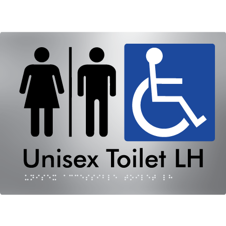 Unisex Accessible Toilet LH w/ Air Lock - Braille Tactile Signs Aust.