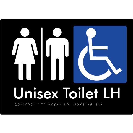 Unisex Accessible Toilet LH w/ Air Lock - Braille Tactile Signs Aust.