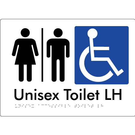 Unisex Accessible Toilet LH w/ Air Lock - Braille Tactile Signs Aust.