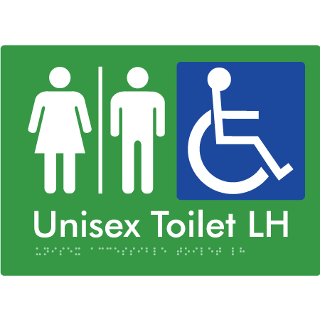 Unisex Accessible Toilet LH w/ Air Lock - Braille Tactile Signs Aust.