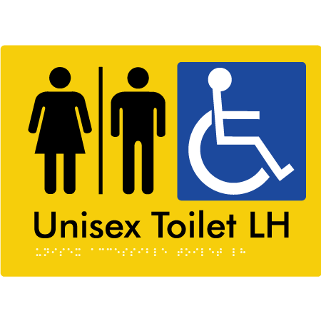 Unisex Accessible Toilet LH w/ Air Lock - Braille Tactile Signs Aust.