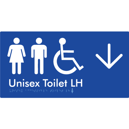 Unisex Accessible Toilet LH w/ Large Arrow - Braille Tactile Signs Aust.