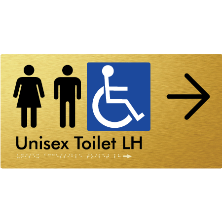 Unisex Accessible Toilet LH w/ Large Arrow - Braille Tactile Signs Aust.