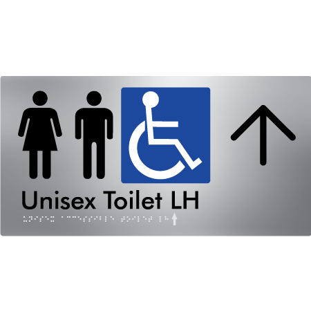 Unisex Accessible Toilet LH w/ Large Arrow - Braille Tactile Signs Aust.