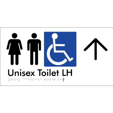 Unisex Accessible Toilet LH w/ Large Arrow - Braille Tactile Signs Aust.