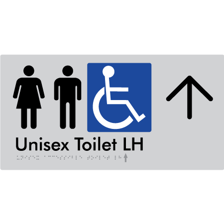 Unisex Accessible Toilet LH w/ Large Arrow - Braille Tactile Signs Aust.