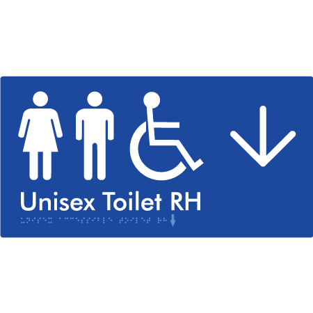 Unisex Accessible Toilet RH w/ Large Arrow - Braille Tactile Signs Aust.