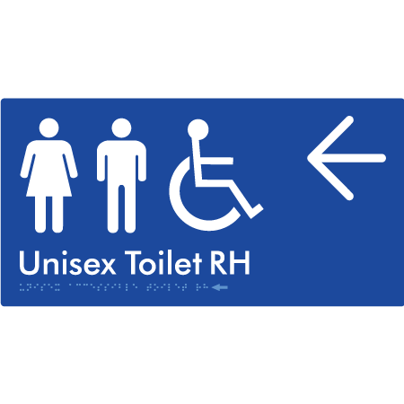 Unisex Accessible Toilet RH w/ Large Arrow - Braille Tactile Signs Aust.