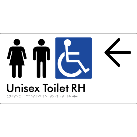 Unisex Accessible Toilet RH w/ Large Arrow - Braille Tactile Signs Aust.