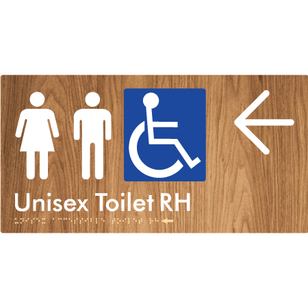Unisex Accessible Toilet RH w/ Large Arrow - Braille Tactile Signs Aust.