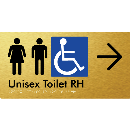 Unisex Accessible Toilet RH w/ Large Arrow - Braille Tactile Signs Aust.