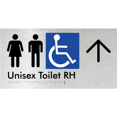 Unisex Accessible Toilet RH w/ Large Arrow - Braille Tactile Signs Aust.