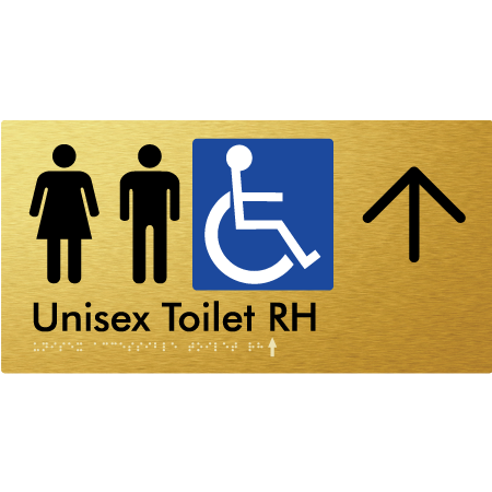 Unisex Accessible Toilet RH w/ Large Arrow - Braille Tactile Signs Aust.