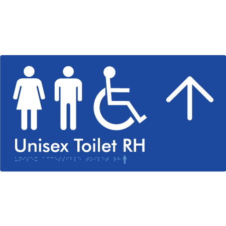 Unisex Accessible Toilet RH w/ Large Arrow - Braille Tactile Signs Aust.