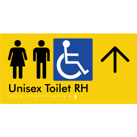 Unisex Accessible Toilet RH w/ Large Arrow - Braille Tactile Signs Aust.