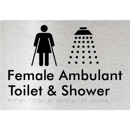 Female Ambulant Toilet & Shower - Braille Tactile Signs Aust.