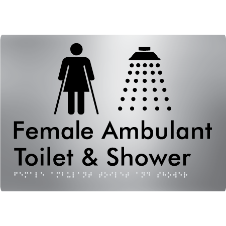 Female Ambulant Toilet & Shower - Braille Tactile Signs Aust.