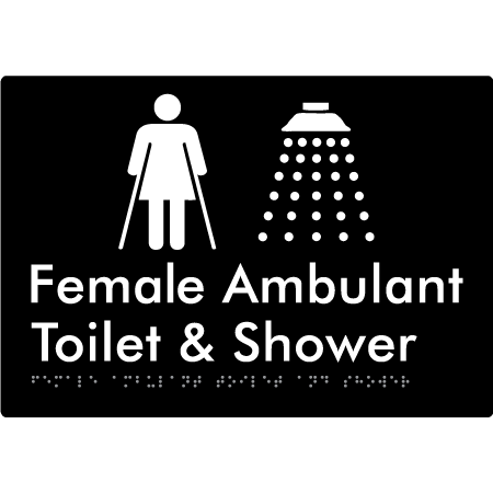 Female Ambulant Toilet & Shower - Braille Tactile Signs Aust.