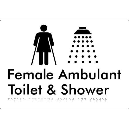 Female Ambulant Toilet & Shower - Braille Tactile Signs Aust.
