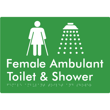Female Ambulant Toilet & Shower - Braille Tactile Signs Aust.