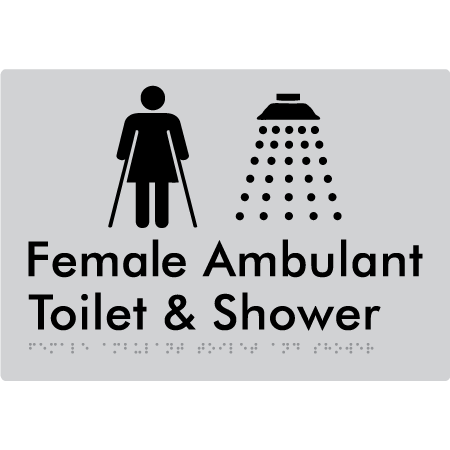 Female Ambulant Toilet & Shower - Braille Tactile Signs Aust.