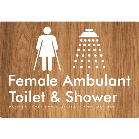 Female Ambulant Toilet & Shower - Braille Tactile Signs Aust.