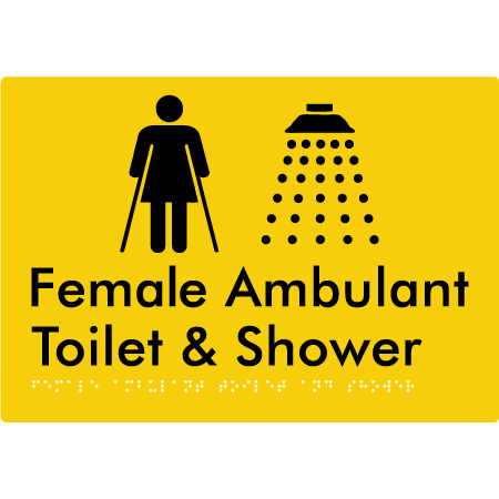 Female Ambulant Toilet & Shower - Braille Tactile Signs Aust.