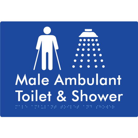 Male Ambulant Toilet & Shower - Braille Tactile Signs Aust.