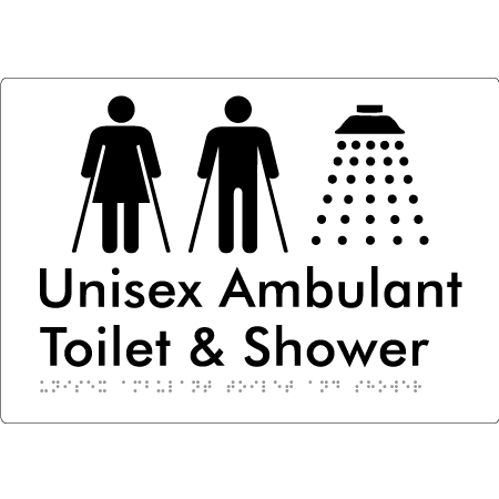 Unisex Ambulant Toilet & Shower - Braille Tactile Signs Aust.