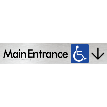 Accessible Main Entrance with Large Arrow - Braille Tactile Signs Aust.
