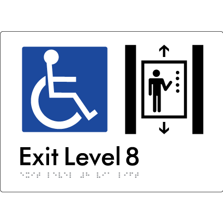 Exit Level 8 Via Lift - Braille Tactile Signs Aust.