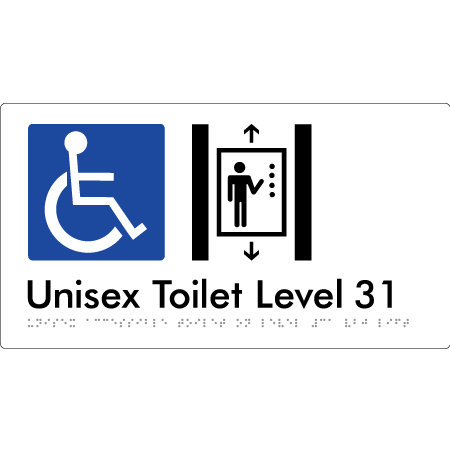 Unisex Accessible Toilet on Level 31 Via Lift - Braille Tactile Signs Aust.