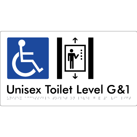 Unisex Accessible Toilet on Level G&1 Via Lift - Braille Tactile Signs Aust.