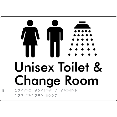 Unisex Toilet / Shower & Change Room - Braille Tactile Signs Aust.