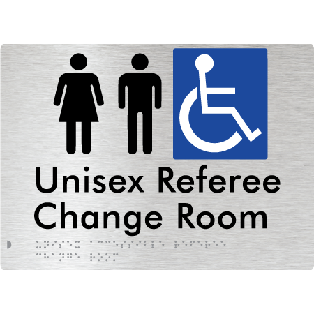 Unisex Accessible Referee Change Room - Braille Tactile Signs Aust.