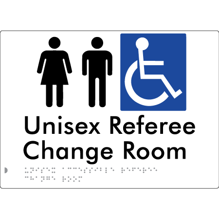 Unisex Accessible Referee Change Room - Braille Tactile Signs Aust.