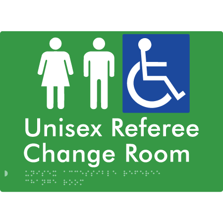 Unisex Accessible Referee Change Room - Braille Tactile Signs Aust.