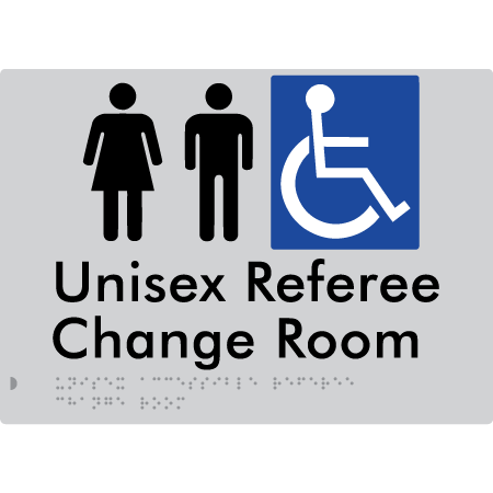 Unisex Accessible Referee Change Room - Braille Tactile Signs Aust.