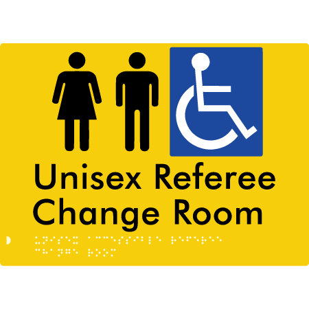 Unisex Accessible Referee Change Room - Braille Tactile Signs Aust.