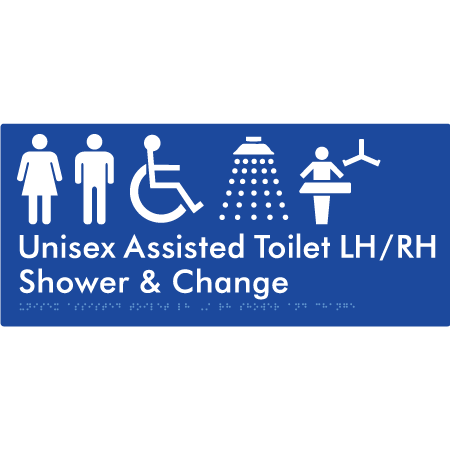 Unisex Assisted Toilet LH/RH Shower and Change - Braille Tactile Signs Aust.