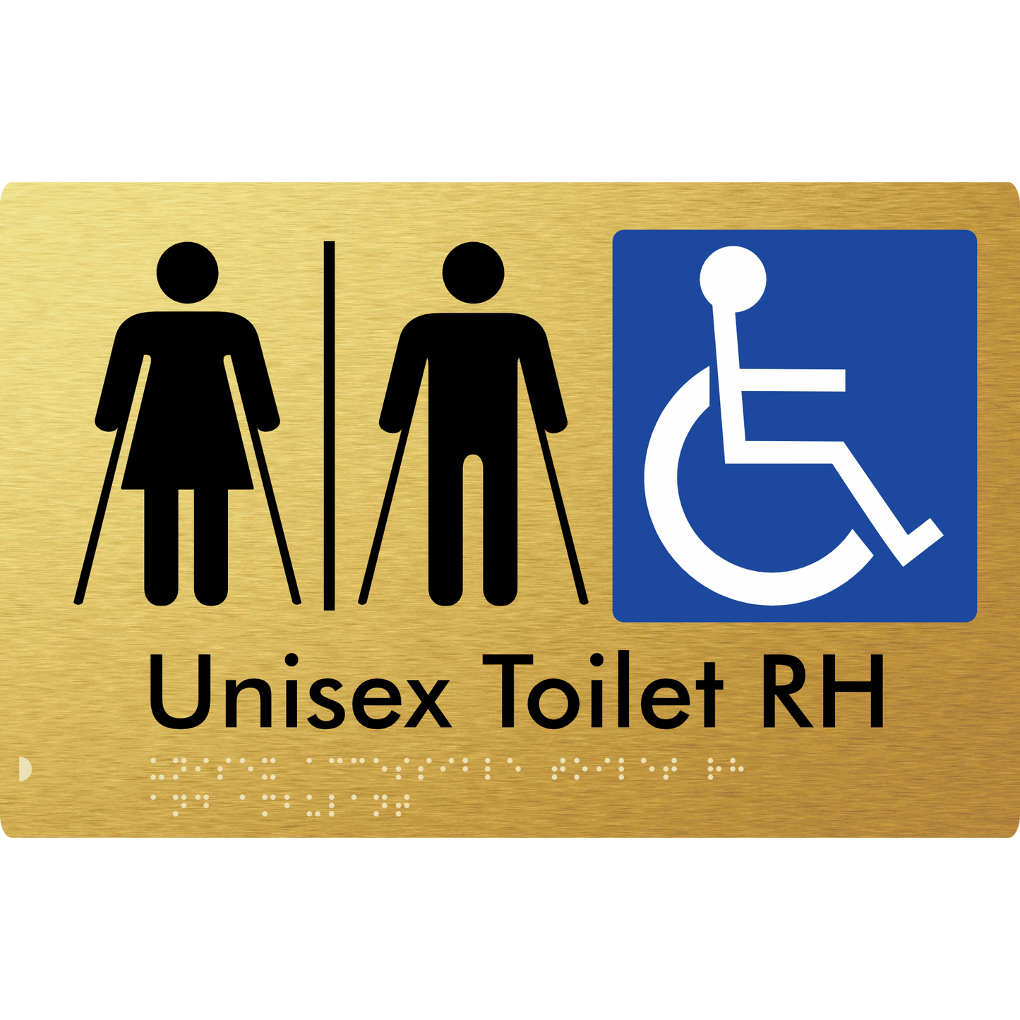 Unisex Accessible Toilet with Left (LH) or Right Hand Transfer (RH), Ambulant Cubicle and Airlock - Braille Tactile Signs Aust.